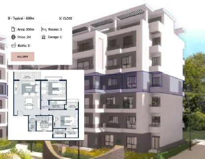 Ficha da unidade com planta e metragens no Beta Gardens