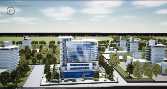 Implantação 3D do Inizio com edifícios do entorno