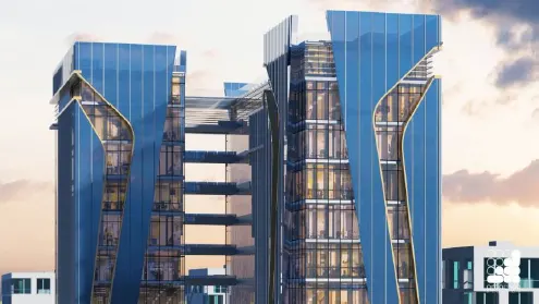 Fachada da Ronza Tower renderizada em 3D