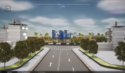 Navegação 3D pela avenida de acesso ao Za Mall
